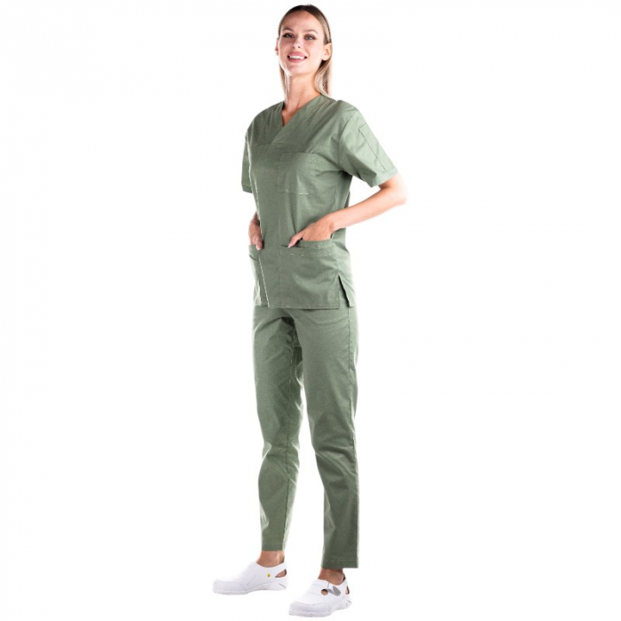 Costum medical PREMIUM unisex - verde khaki [2]