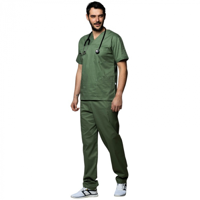Costum medical PREMIUM unisex - verde khaki [4]