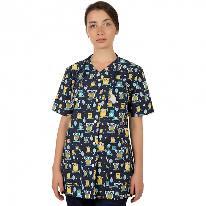 Halat medical bluemarin cu bufnite si capse [2]