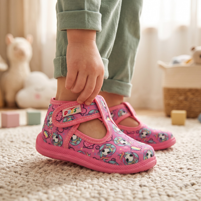 Papuci de casa Doss 5 roz cu unicorn si inimioara - fetite [3]