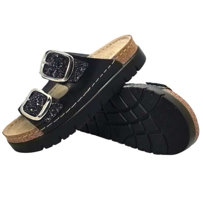 Papuci Doss 689 negru cu sclipici - dama [3]