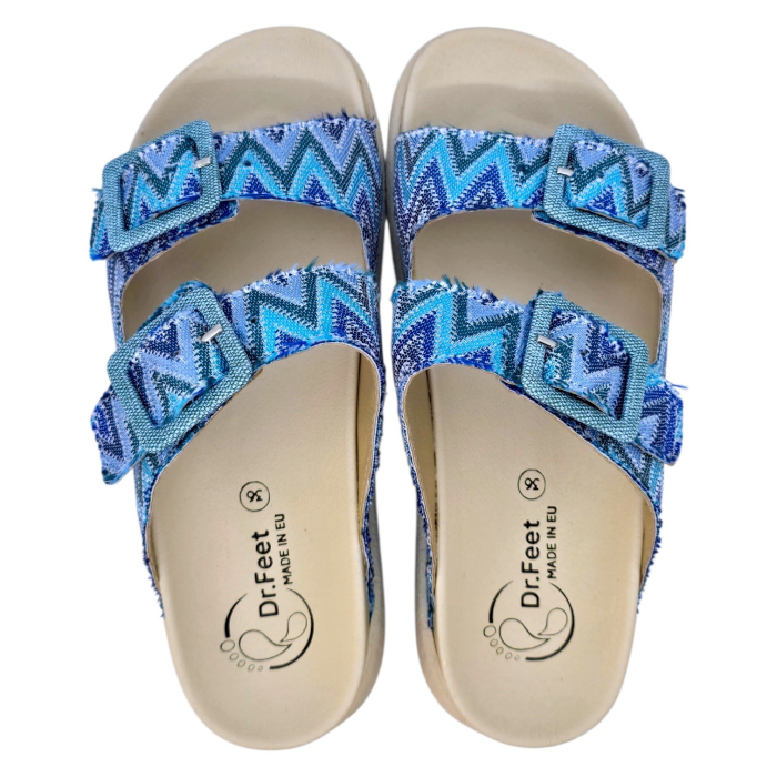 Papuci Dr Feet 16019 albastru cu imprimeu - dama [4]