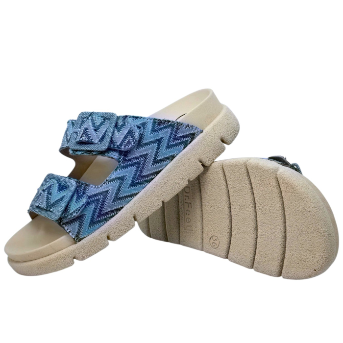 Papuci Dr Feet 16019 albastru cu imprimeu - dama [3]