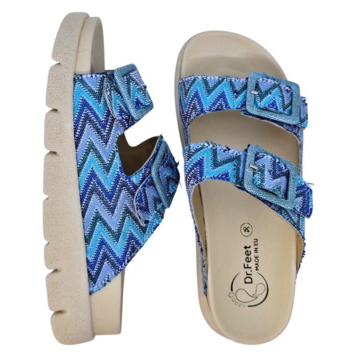 Papuci Dr Feet 16019 albastru cu imprimeu - dama [5]