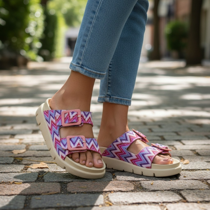 Papuci Dr Feet 16019 roz cu imprimeu - dama [7]