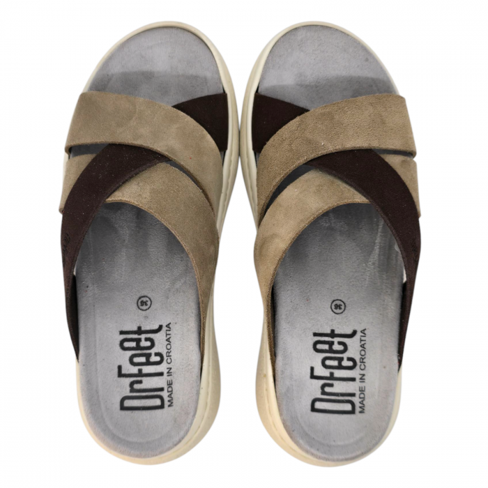 Papuci Dr Feet 18002 bej cu maro - dama [5]