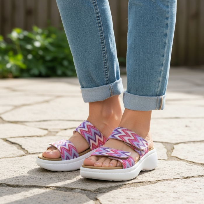 Papuci Dr Feet 21012 roz cu imprimeu - dama [7]