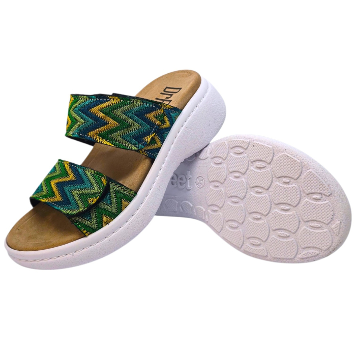 Papuci Dr Feet 21012 verde cu imprimeu - dama [3]