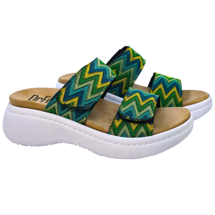 Papuci Dr Feet 21012 verde cu imprimeu - dama [2]