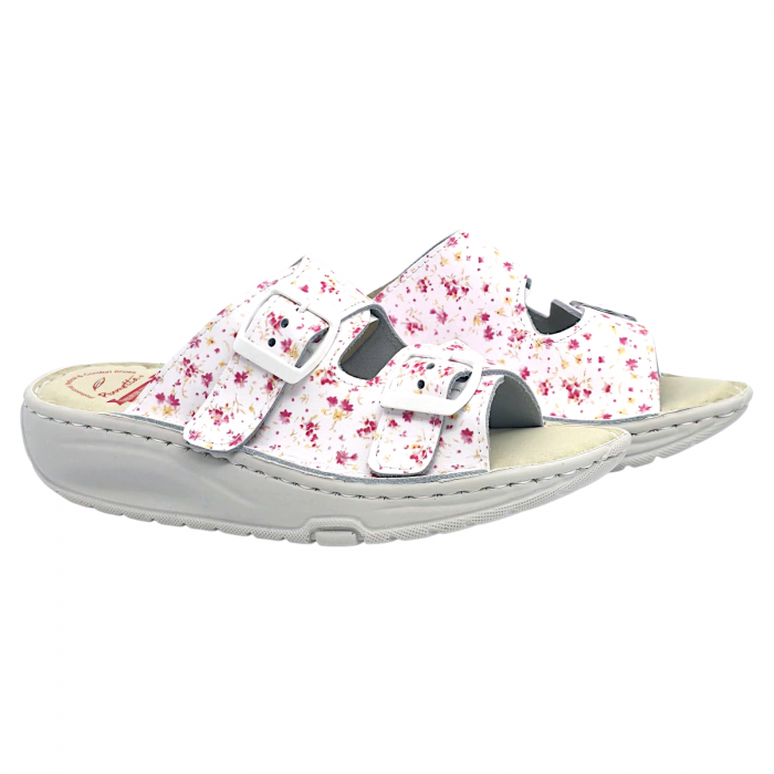 Papuci Piumetta 6273 alb cu floricele - dama [3]