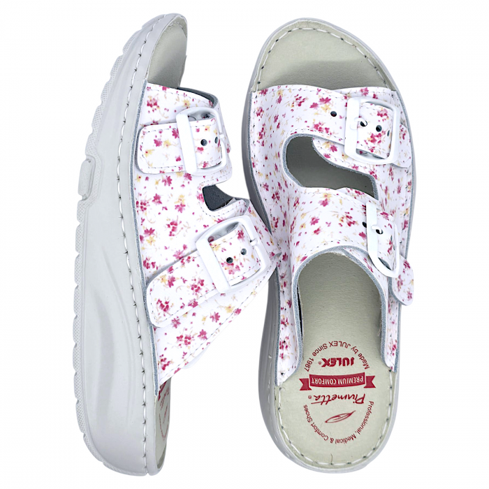 Papuci Piumetta 6273 alb cu floricele - dama [5]