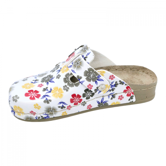 Saboti Doss 1294 alb cu floricele verde/galben - fetite [2]