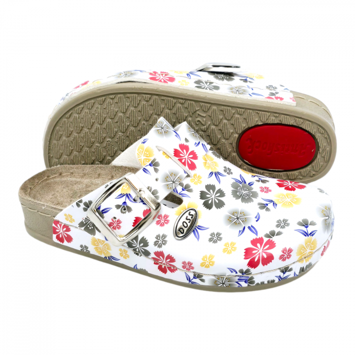 Saboti Doss 1294 alb cu floricele verde/galben - fetite [3]