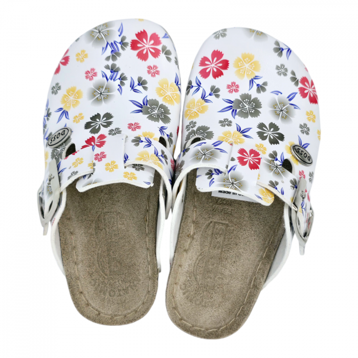 Saboti Doss 1294 alb cu floricele verde/galben - fetite [4]
