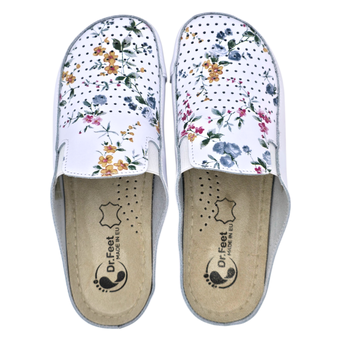 Saboti Dr Feet 2106 flori alb - dama [5]
