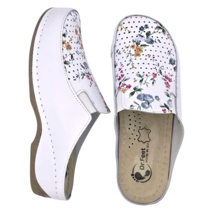 Saboti Dr Feet 2106 flori alb - dama [6]