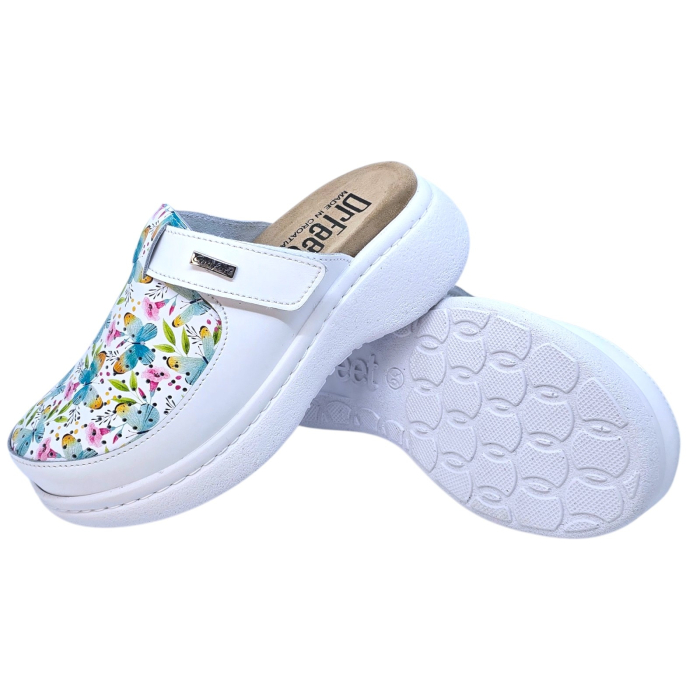 Saboti Dr Feet 21301 alb cu fluturasi - dama [5]
