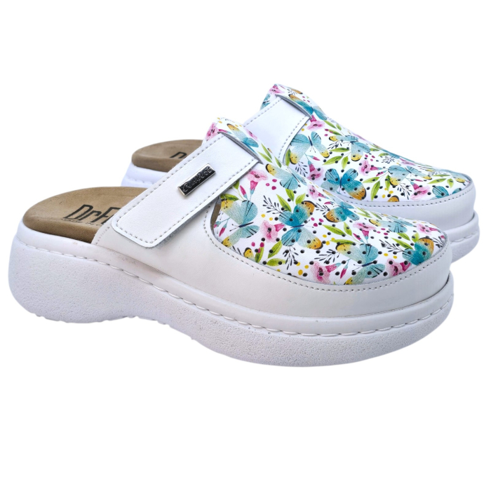 Saboti Dr Feet 21301 alb cu fluturasi - dama [2]