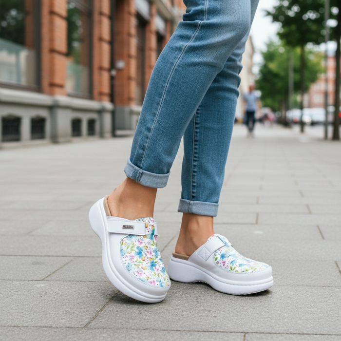 Saboti Dr Feet 21301 alb cu fluturasi - dama [8]