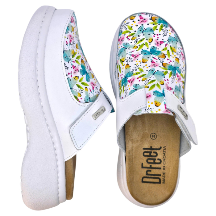 Saboti Dr Feet 21301 alb cu fluturasi - dama [6]