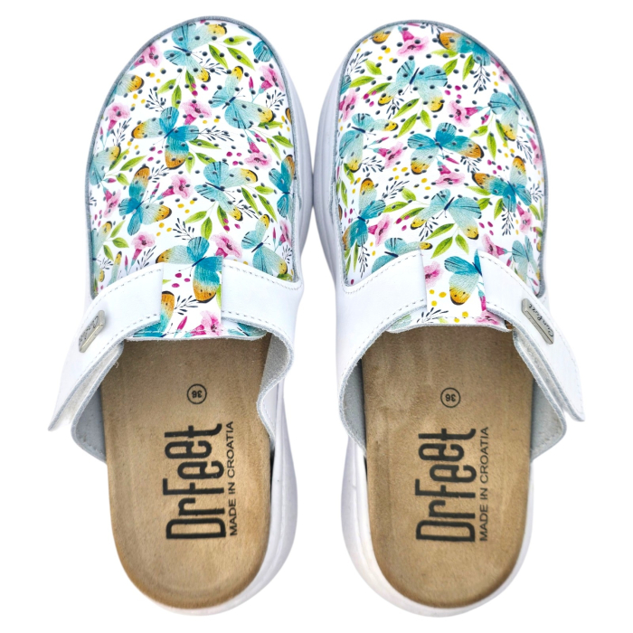 Saboti Dr Feet 21301 alb cu fluturasi - dama [7]