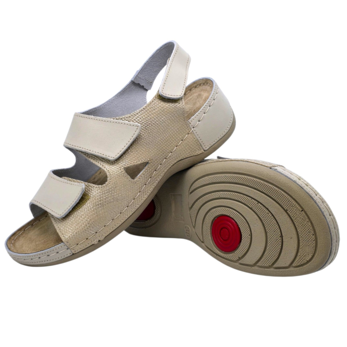 Sandale Doss 338 bej cu auriu - dama [2]