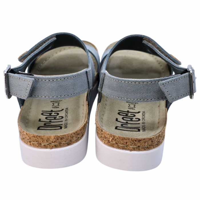 Sandale Dr Feet 9016 albastru deschis cu detalii de pluta - dama [4]
