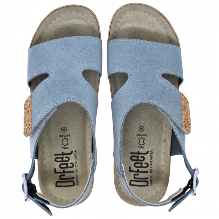 Sandale Dr Feet 9016 albastru deschis cu detalii de pluta - dama [5]