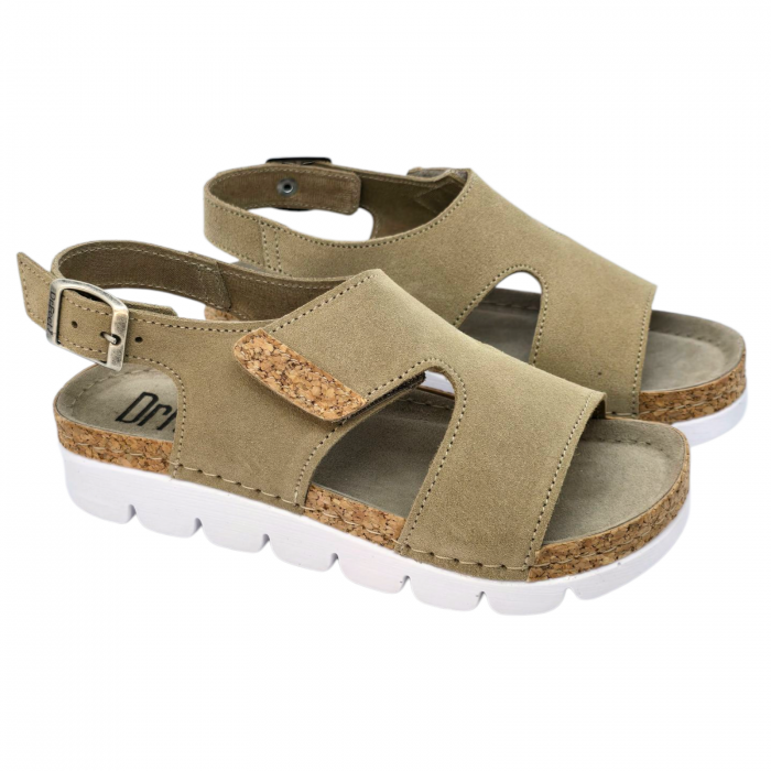 Sandale Dr Feet 9016 maro de cappuccino cu detalii de pluta - dama [2]