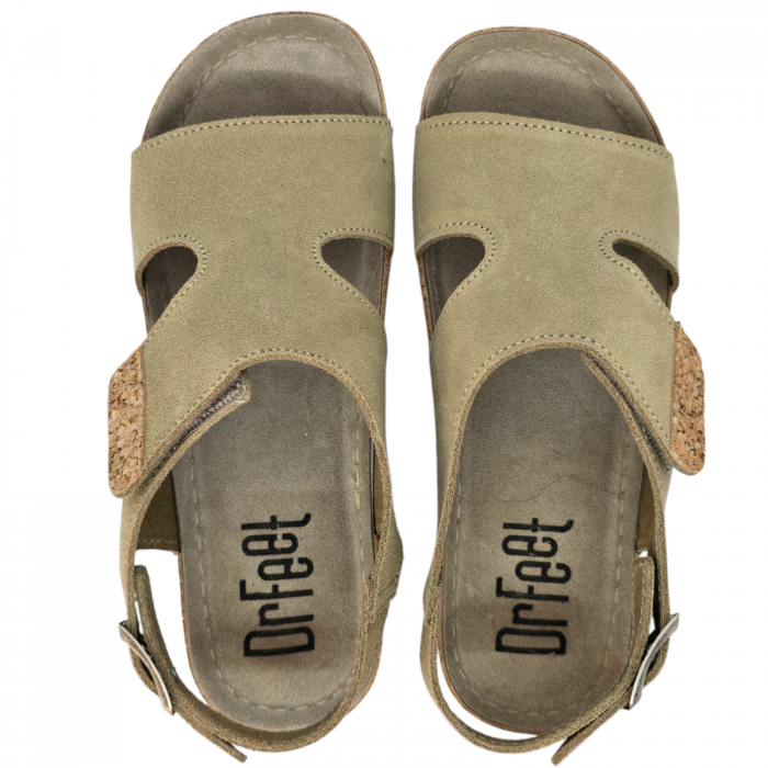 Sandale Dr Feet 9016 maro de cappuccino cu detalii de pluta - dama [4]