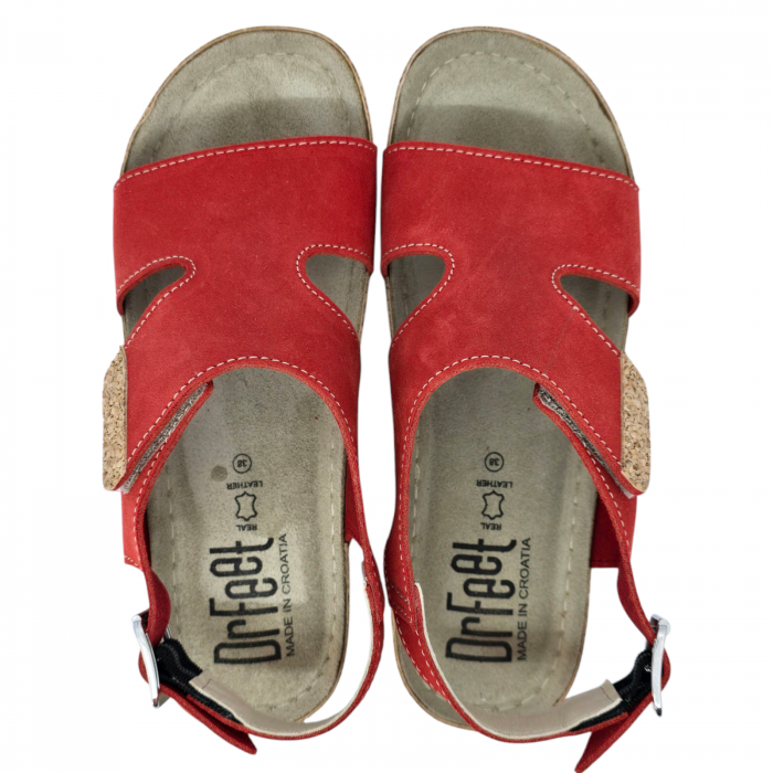 Sandale Dr Feet 9016 rosu cu detalii de pluta - dama [5]