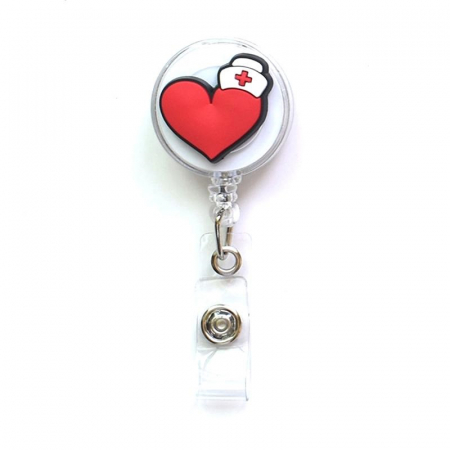 Accesorii medicale - Fashion - Ecuson retractabil "Red Nurse Heart"