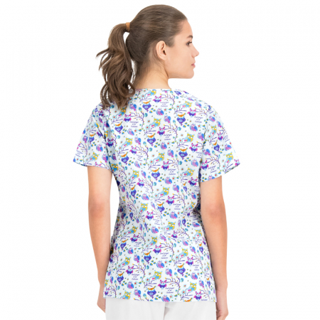 Bluza medicala alba cu bufnite [2]
