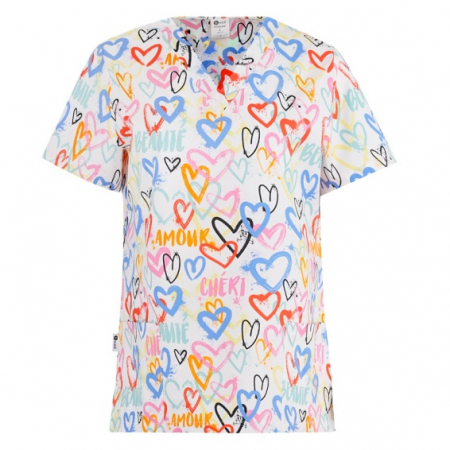 Bluza medicala alba cu inimioare [3]