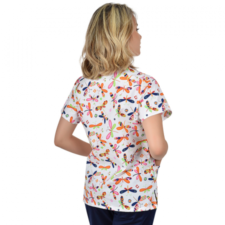 Bluza medicala alba cu libelule [2]