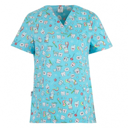 Uniforme și halate medicală - Bluza medicala albastru deschis cu dintisori 2