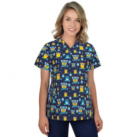 Bluza medicala bluemarin cu bufnite [1]