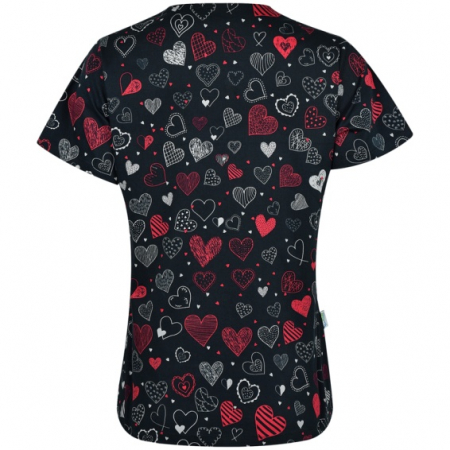 Bluza medicala negru cu inimioare rosii [1]