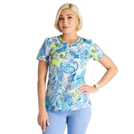 Halate Damă cu imprimeu - Bluza medicala - Paisley Punch