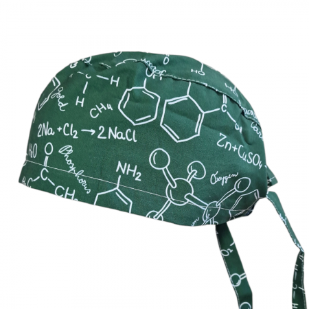 Uniforme și halate medicală - Boneta verde cu imprimeu chimie