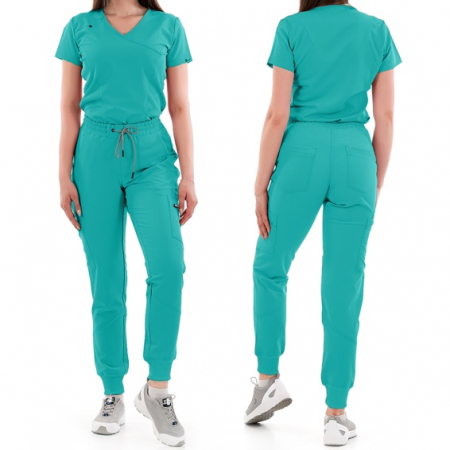 Costum medical Justina dama - turcoaz verde [2]