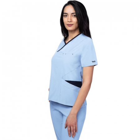 Uniforme și halate medicală - Costum medical Onyx dama - albastru deschis cu paspol bluemarin
