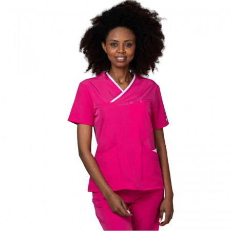 Uniforme și halate medicală - Costum medical Onyx dama - ciclam cu paspol alb