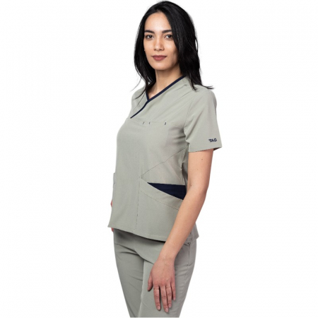 Uniforme și halate medicală - Costum medical Onyx dama - gri cu paspol bluemarin