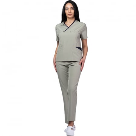 Uniforme și halate medicală - Costum medical Onyx dama - gri cu paspol bluemarin
