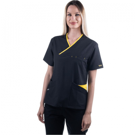 Uniforme și halate medicală - Costum medical Onyx dama - negru cu paspol galben