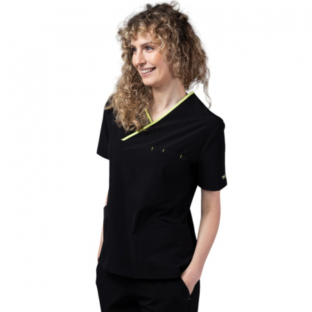 Uniforme și halate medicală - Costum medical Onyx dama - negru cu paspol praz