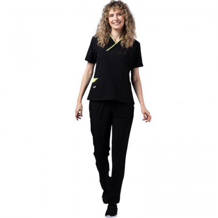 Costum medical Onyx dama - negru cu paspol praz [1]