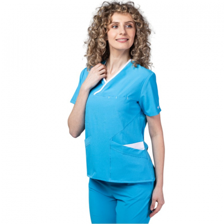 Uniforme și halate medicală - Costum medical Onyx dama - turcoaz cu paspol alb