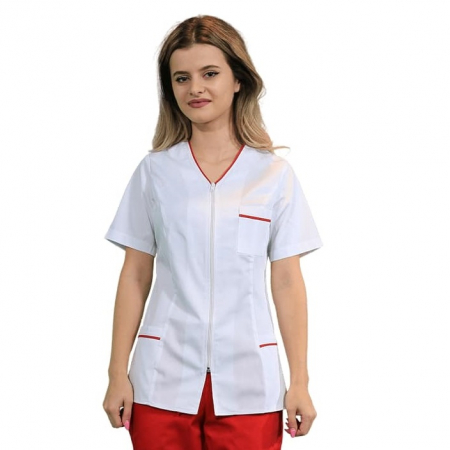 Uniforme și halate medicală - Halat Adela I cu paspol rosu